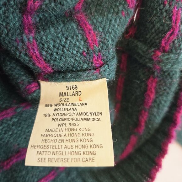 Woolrich Sweater Womens Large Wool Nylon Birds Eye Button Cardigan Knit Vintage - Picture 12 of 16